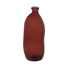 Vase bouteille en Verre  recyclé Rouge Ambre D 13 x H 35 cm