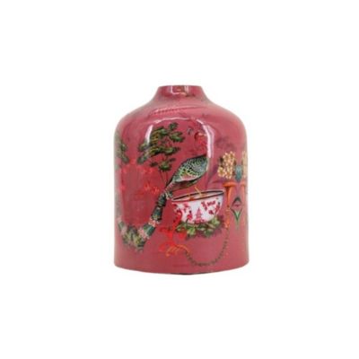 Vase col de cygne en métal laqué rose, H23cm