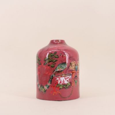 Vase col de cygne en métal laqué rose, H23cm
