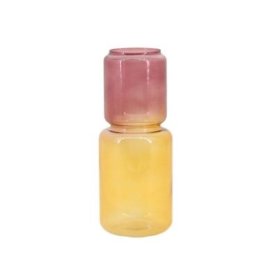 Vase coloré jaune et rose, H20cm