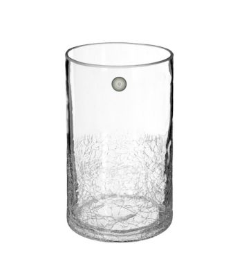 Vase cylindrique en Verre craquelé H 20 cm