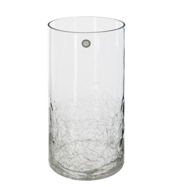 Vase cylindrique en Verre craquelé H 30 cm