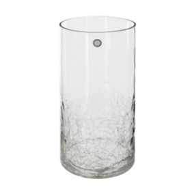 Vase cylindrique en Verre craquelé H 30 cm