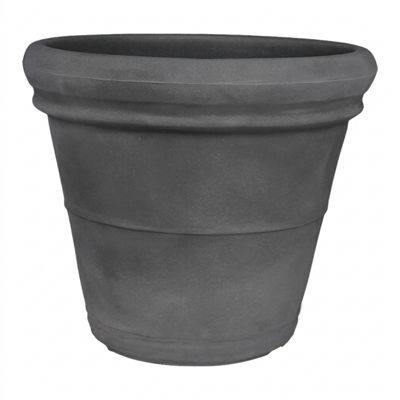 Vase décoratif classique traditionnel diamètre 45 H36 en polymère anthracite résistant pour plantes de jardin et terrasse