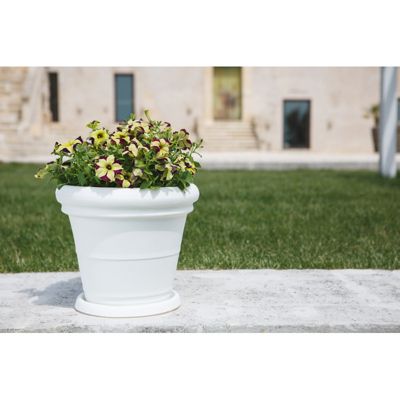 Vase décoratif classique traditionnel diamètre 45 H36 en polymère bronze résistant pour plantes de jardin et terrasse