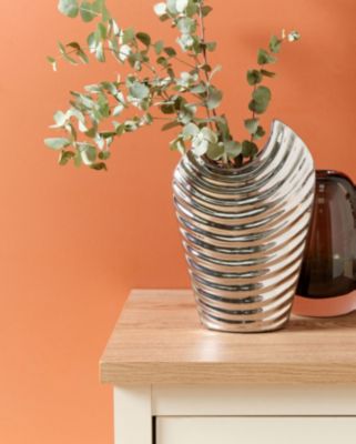 Vase décoratif ECETRA 26 cm Grès Argenté