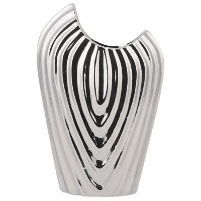 Vase décoratif ECETRA 26 cm Grès Argenté