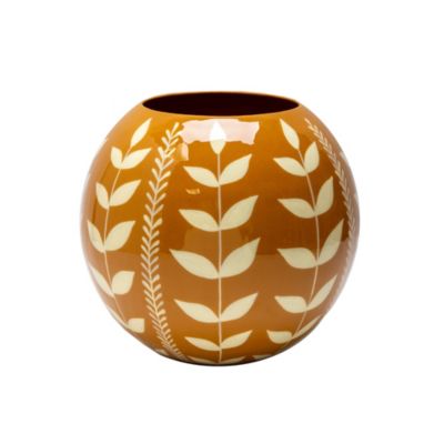 Vase décoratif boule en métal beige motif feuillage Ø.26 x H.23 cm Deko&Co