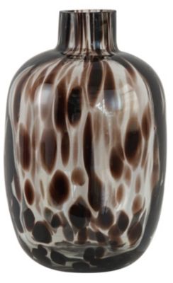 Vase décoratif en verre coloris gris tacheté blanc ⌀.11,5 x H.18,5 cm