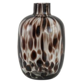 Vase décoratif en verre coloris gris tacheté blanc ⌀.11,5 x H.18,5 cm