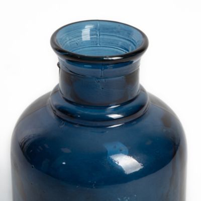 Vase décoratif en verre recyclé Lisse bleu 2,25L l.12 x H.20 x Ø12 cm