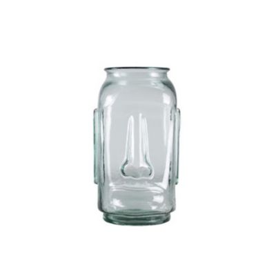 Vase design visage Moai en verre transparent H.34,5 cm Deko&Co