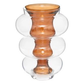 Vase double en verre modelé Ambre H 35 cm