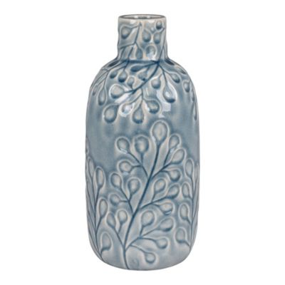 Vase en céramique bleu élégant - Dimensions Diam.12x26 cm