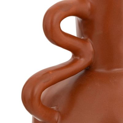 Vase en céramique H20cm marron cannelle - Atmosphera