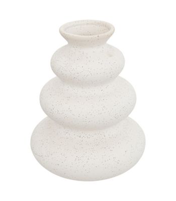 Vase en céramique mouchetée Blanc sable H 20 cm