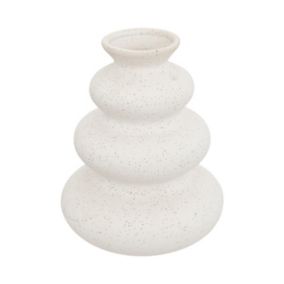 Vase en céramique mouchetée Blanc sable H 20 cm