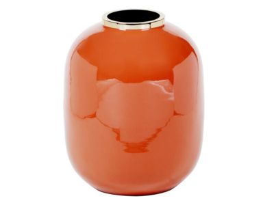 Vase en métal émaillé - D. 29 x H. 36 cm - finition laiton - Terracotta - KLAUDIA