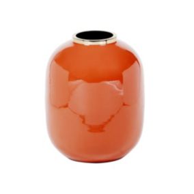 Vase en métal émaillé - D. 29 x H. 36 cm - finition laiton - Terracotta - KLAUDIA