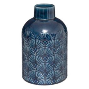 Vase "Feel" - céramique - H21 - 7 cm - Bleu- Atmosphera