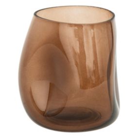 Vase forme moderne en verre Marron H 16 cm