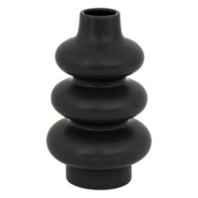 Vase forme spirale en céramique mat Noir H 25 cm