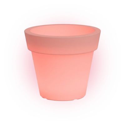 Vase lumineux design moderne diamètre 80 H70 en polymère résistant avec LED rouge pour intérieur et extérieur - Fabriqué en Italie