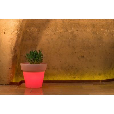 Vase lumineux design moderne diamètre 80 H70 en polymère résistant avec LED rouge pour intérieur et extérieur - Fabriqué en Italie