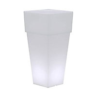 Vase lumineux Lobby carré à rebord blanc H.105 cm