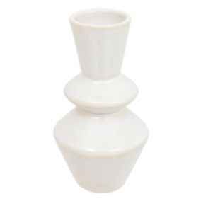 Vase Petit Soliflore en céramique émaillée Blanche H 14 cm