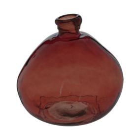 Vase rond en Verre recyclé Rouge Ambre H 33 cm