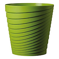 Vase rond plastique Deroma Slinky vert olive Ø35 x h.35 cm
