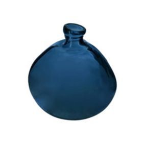 Vase rond verre recyclé - bleu orage - D23 cm - Atmosphera