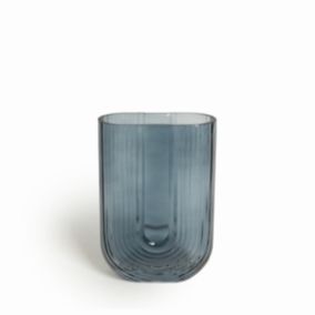 Vase verre Ullu effet strié bleu gris Ø12,9 x H.18,6cm JBY creation