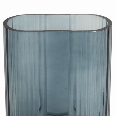 Vase verre Ullu effet strié bleu gris Ø12,9 x H.18,6cm JBY creation