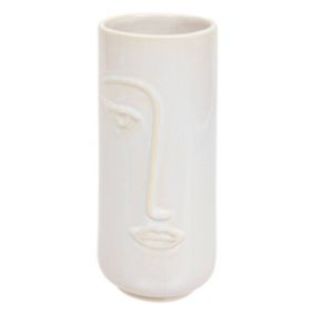 Vase visage "Soleya" céramique H25cm blanc - Atmosphera