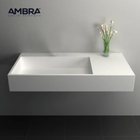 Vasque 90 cm suspendue ou à poser, en Solid surface - Fabiola II Blanc