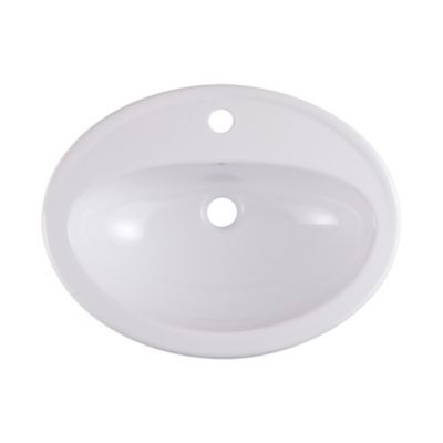Vasque à encastrer en céramique blanc NF l.53,5 x H.17,5 x P.41 cm, GoodHome Turso