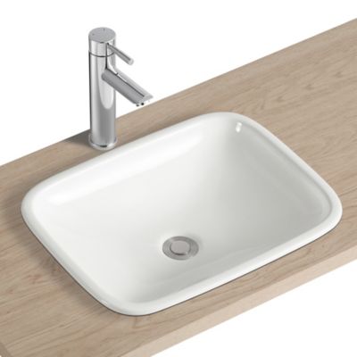 Vasque à encastrer en céramique blanche l.48 x H.12 x P.37 cm, Homesight Oasis