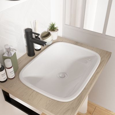 Vasque à encastrer en céramique blanche l.48 x H.12 x P.37 cm, Homesight Oasis