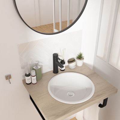 Vasque à encastrer ronde céramique blanc Ø37 x H.12 cm, Oasis