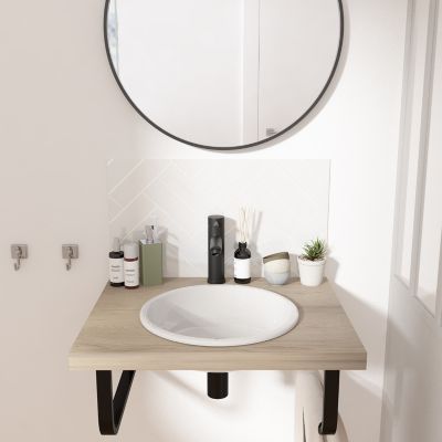 Vasque à encastrer ronde céramique blanc Ø37 x H.12 cm, Oasis
