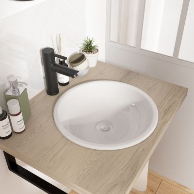Vasque à encastrer ronde céramique blanc Ø37 x H.12 cm, Oasis