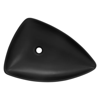 Vasque a poser céramique noir lavabo avec garniture de vidage noir 69x46x13 cm