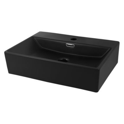 Vasque a poser carré noir lavabo ceramique salle de bain 510x360mm ML-Design