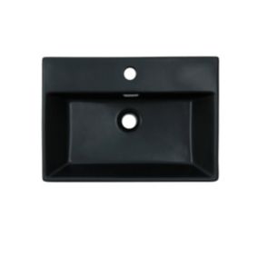 Vasque a poser carré noir lavabo ceramique salle de bain 510x360mm ML-Design