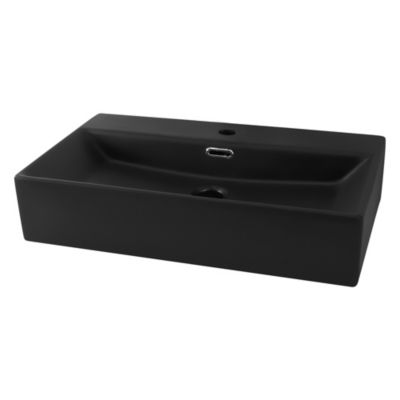Vasque a poser carré noir lavabo ceramique salle de bain 605x365mm ML-Design