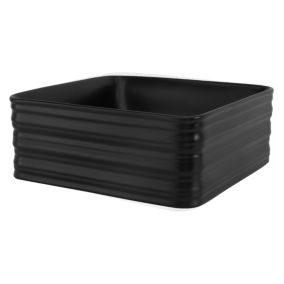 Vasque a poser carré noir mat ceramique 390x390x150 mm lave main salle de bain