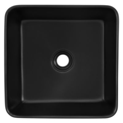 Vasque a poser carré noir mat ceramique 390x390x150 mm lave main salle de bain