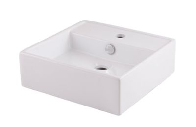 Vasque à poser carrée céramique blanche l.38 x P.38 cm, GoodHome Hendra